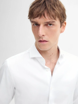 WHITE|0190/900 - Massimo Dutti Рубашка из саржи из 100% хлопка
