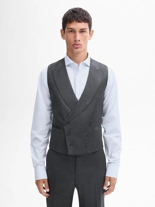 Однотонный костюмный жилет из 100% шерсти- Заказать в России