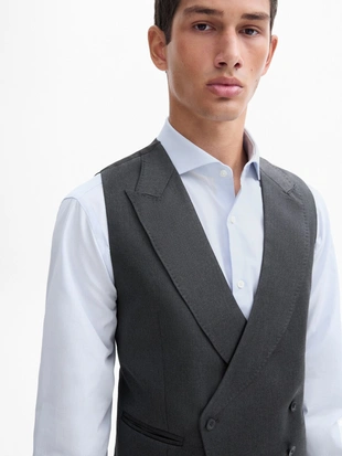 Однотонный костюмный жилет из 100% шерсти- Заказать в России