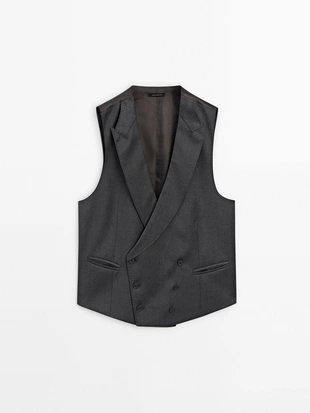 Однотонный костюмный жилет из 100% шерсти- Заказать в России