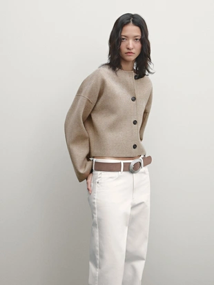 Купить Massimo Dutti Короткий вязаный жакет на пуговицах
