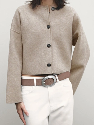 MOLE BROWN|5646/622 - Massimo Dutti Короткий вязаный жакет на пуговицах