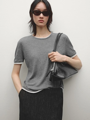 Купить Massimo Dutti Трикотажная футболка с двойным эффектом