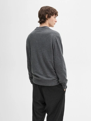 Вязаный джемпер-поло с вырезом горловины, 100% кашемир- Заказать в России