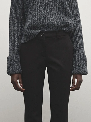 BLACK|5000/800 - Massimo Dutti Приталенные расклешенные брюки с низкой посадкой