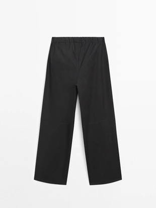 BLACK|5004/704 - Massimo Dutti Брюки из поплина с эластичным поясом