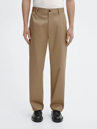 BEIGE|0006/016 - Massimo Dutti Брюки из саржи свободного кроя из 100% хлопка