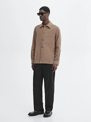 BLACK|0006/016 - Massimo Dutti Брюки из саржи свободного кроя из 100% хлопка