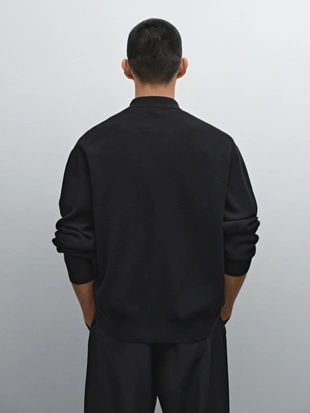 BLACK|0943/388 - Massimo Dutti Вязаный кардиган на молнии из 100% хлопка