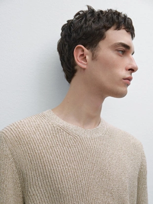 CREAM|0966/378 - Massimo Dutti Трикотажный джемпер в рубчик из 100% хлопка