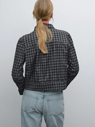 Верхняя рубашка в клетку с эластичной деталью- Заказать в России