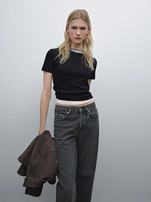 Купить Massimo Dutti Футболка в рубчик с коротким рукавом