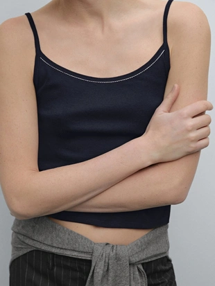 NAVY BLUE|6236/518 - Massimo Dutti Топ вязаный на бретелях из кружева