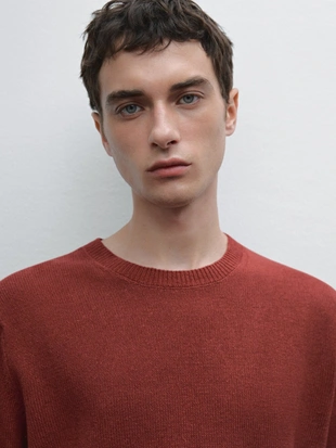 TERRA COTA|0967/377 - Massimo Dutti Вязаный свитер с круглым вырезом горловины