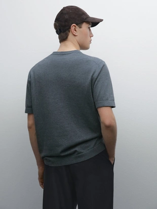 Трикотажная футболка с коротким рукавом из 100% хлопка- Заказать в России