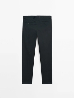 NAVY BLUE|0019/004 - Massimo Dutti Удобные брюки из хлопчатобумажной смеси зауженного кроя