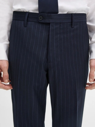 NAVY BLUE|0023/603 - Massimo Dutti Брюки для костюма в полоску из 100% шерсти