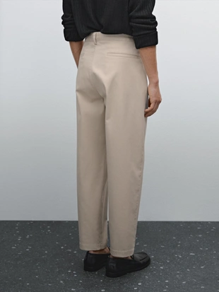 BEIGE|0020/004 - Massimo Dutti Брюки-баллоны из хлопчатобумажной смеси