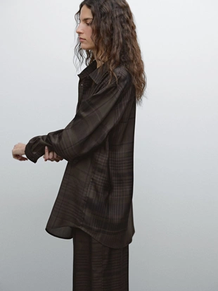 Купить Massimo Dutti Длинная верхняя рубашка в клетку