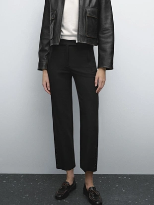 BLACK|5059/909 - Massimo Dutti Брюки с застегивающимися подолами
