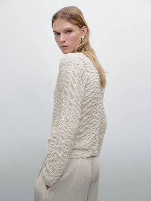 CREAM|5667/704 - Massimo Dutti Приталенный кардиган со сборчатыми деталями