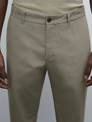 GREEN|0019/004 - Massimo Dutti Удобные брюки из хлопчатобумажной смеси зауженного кроя