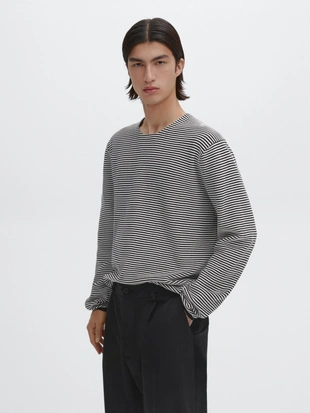 Купить Massimo Dutti Вязаный джемпер в полоску из 100% хлопка
