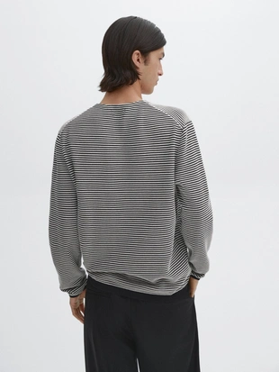 NAVY BLUE|0915/388 - Massimo Dutti Вязаный джемпер в полоску из 100% хлопка