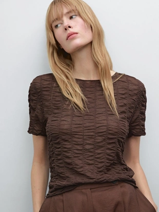 Купить Massimo Dutti Трикотажная футболка с присборенными деталями