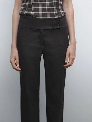 BROWN|5001/991 - Massimo Dutti Расклешенные брюки-стрейч