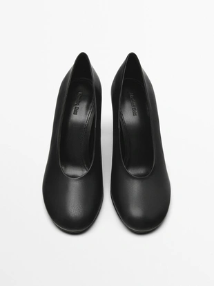 BLACK|1432/450 - Massimo Dutti Туфли на каблуке с закругленным носком