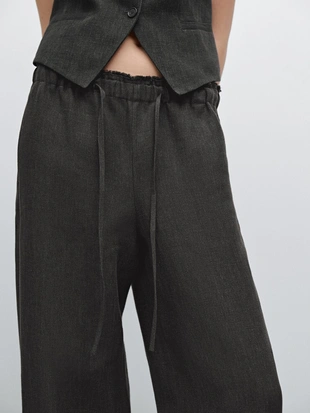 Купить Massimo Dutti Льняные брюки с оборванными краями