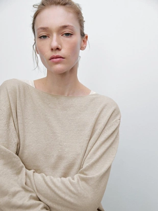 Купить Massimo Dutti Тонкий вязанный свитер из льна