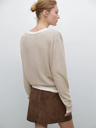 SAND|5710/648 - Massimo Dutti Тонкий вязанный свитер из льна