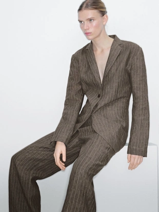 MOLE BROWN|6066/903 - Massimo Dutti Пиджак от костюма в тонкую полоску