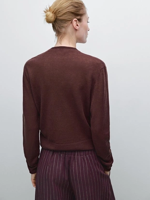 MAROON|5671/648 - Massimo Dutti Легкий кардиган из вязаного льна 100%