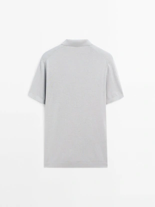 SKY BLUE|0906/365 - Massimo Dutti Рубашка поло из хлопчатобумажной смеси