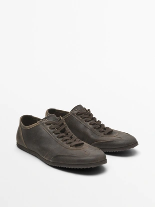 Купить Massimo Dutti Кроссовки из коричневой кожи