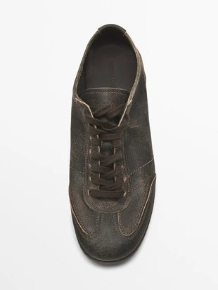 BROWN|2105/550 - Massimo Dutti Кроссовки из коричневой кожи