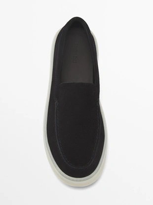 BLUE|2407/550 - Massimo Dutti Лоферы из разделанной кожи