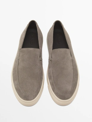 GREY|2111/550 - Massimo Dutti Мокасины из разделанной замши