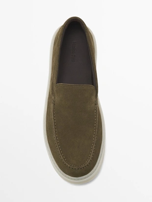 KHAKI|2407/550 - Massimo Dutti Лоферы из разделанной кожи