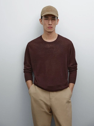 Купить Massimo Dutti Легкий вязаный джемпер из 100% льна