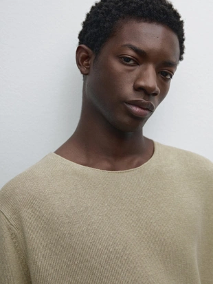 STONE|0981/376 - Massimo Dutti Вязаный джемпер из 100% льна