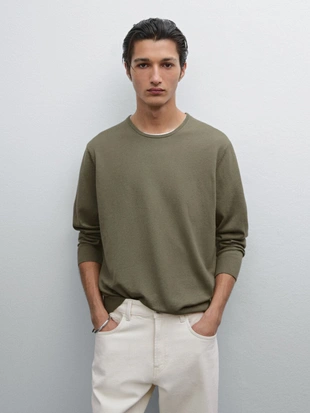 Купить Massimo Dutti Вязаный свитер из смеси хлопка и льна