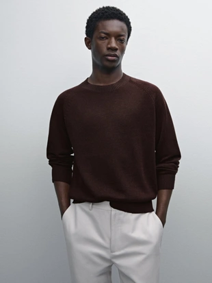 Купить Massimo Dutti Свитер с круглым вырезом из льняной смеси