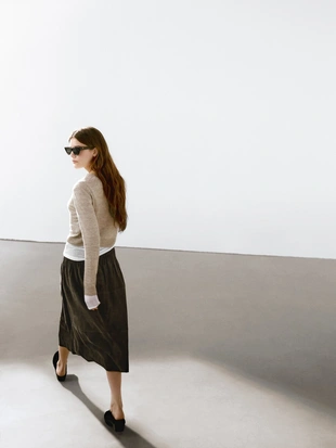 GREY|5678/558 - Massimo Dutti Трикотаж меланжевого цвета из 100% льна