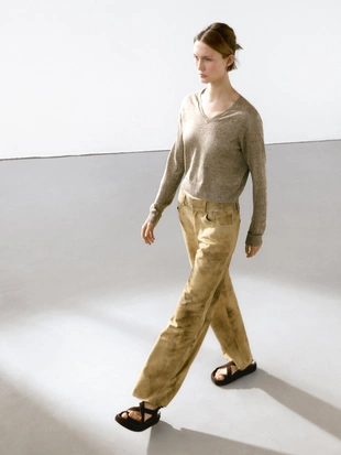 GREENISH|5677/558 - Massimo Dutti Трикотаж меланжевого цвета из 100% льна