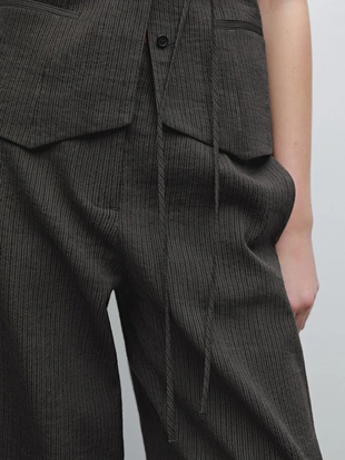 DARK GREY|5083/902 - Massimo Dutti Костюмные брюки из хлопчатобумажной смеси в полоску