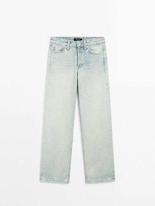 Хлопчатобумажные джинсы со средней посадкой и широкими штанинами- Заказать в России